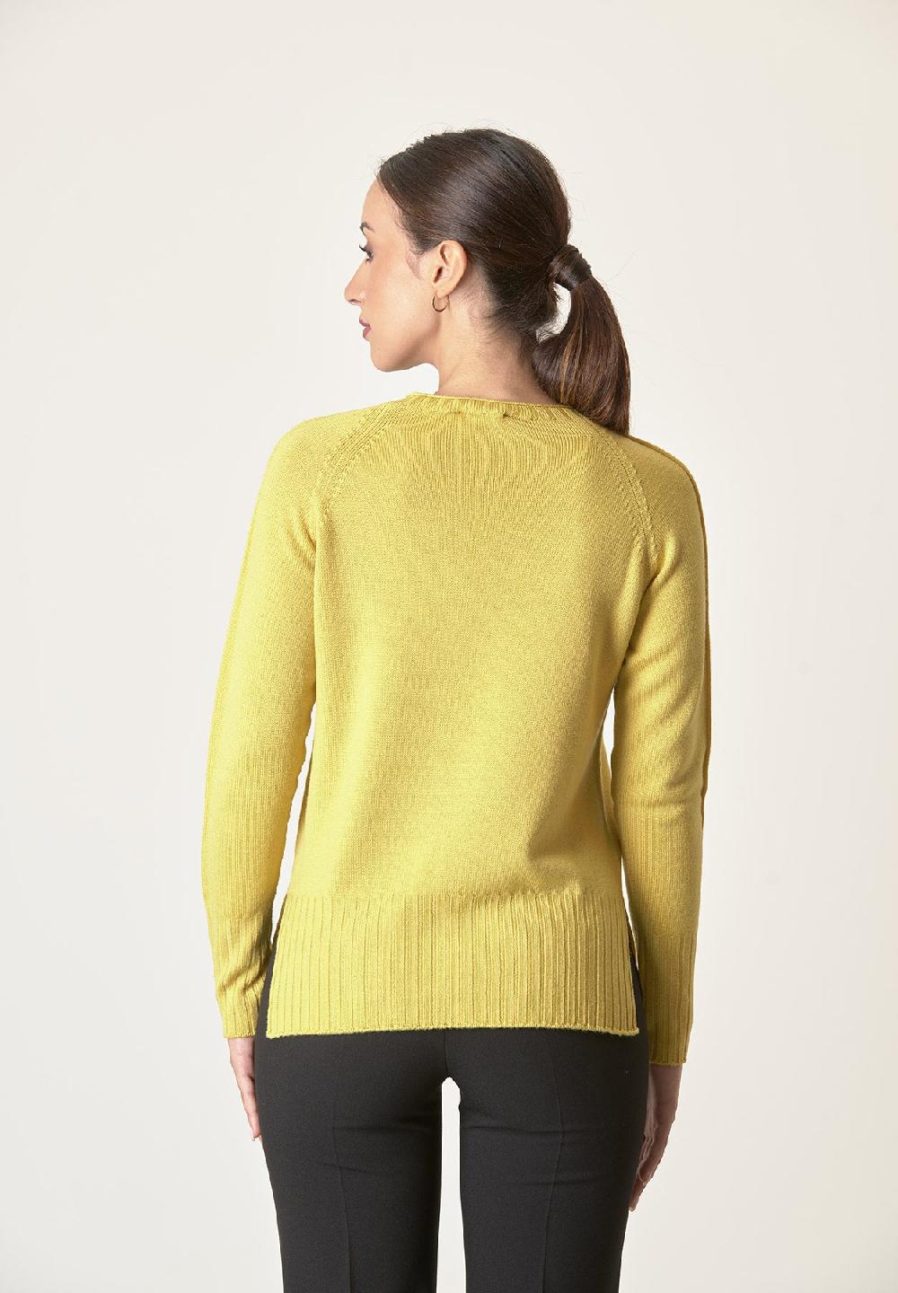 Angelico Girocollo Giallo Lana Merinos Con Spacchi