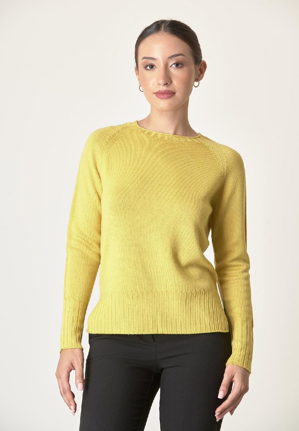 Angelico Girocollo Giallo Lana Merinos Con Spacchi