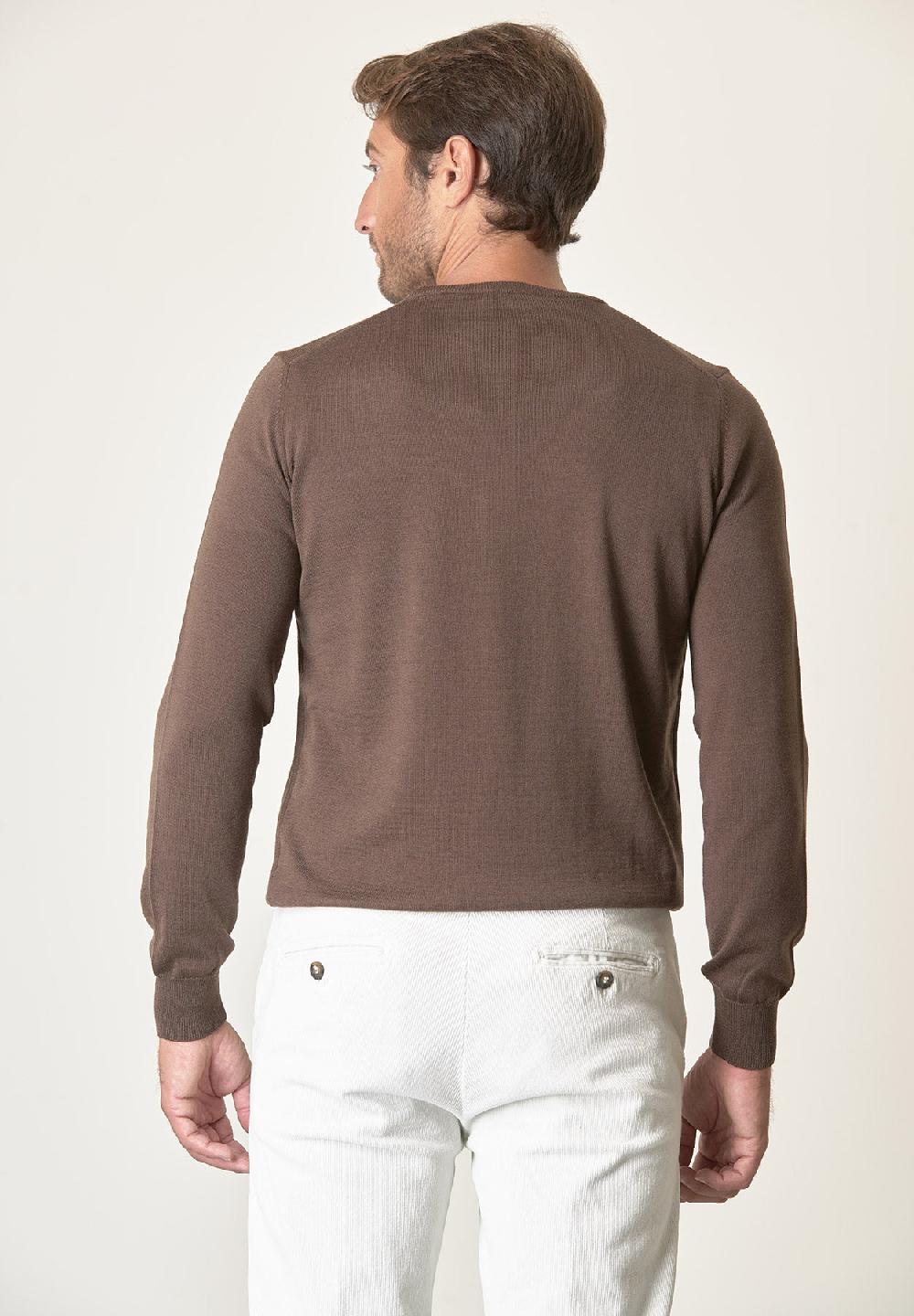 Angelico Girocollo Marrone Lana Merinos Extrafine