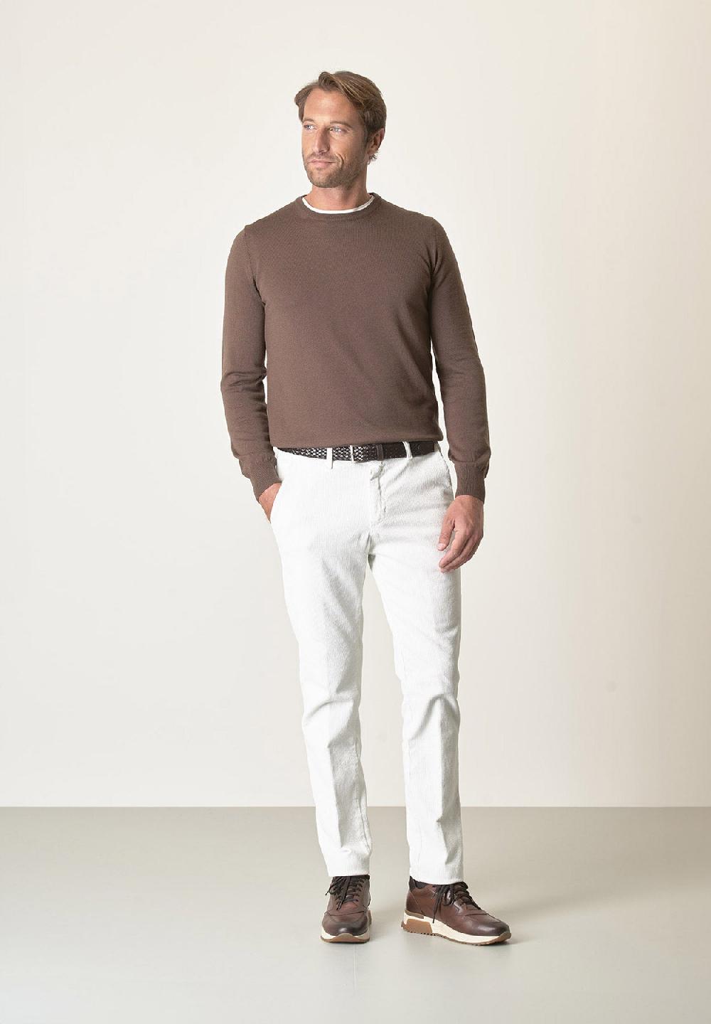 Angelico Girocollo marrone lana merinos extrafine