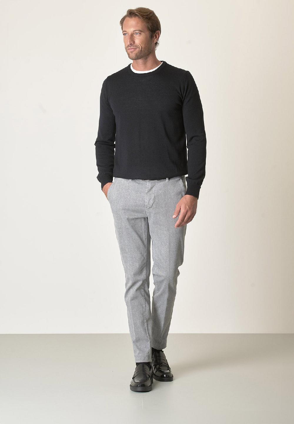 Angelico Girocollo nero lana merinos extrafine