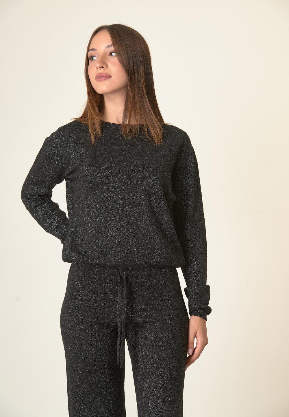 Angelico Girocollo nero lurex fine