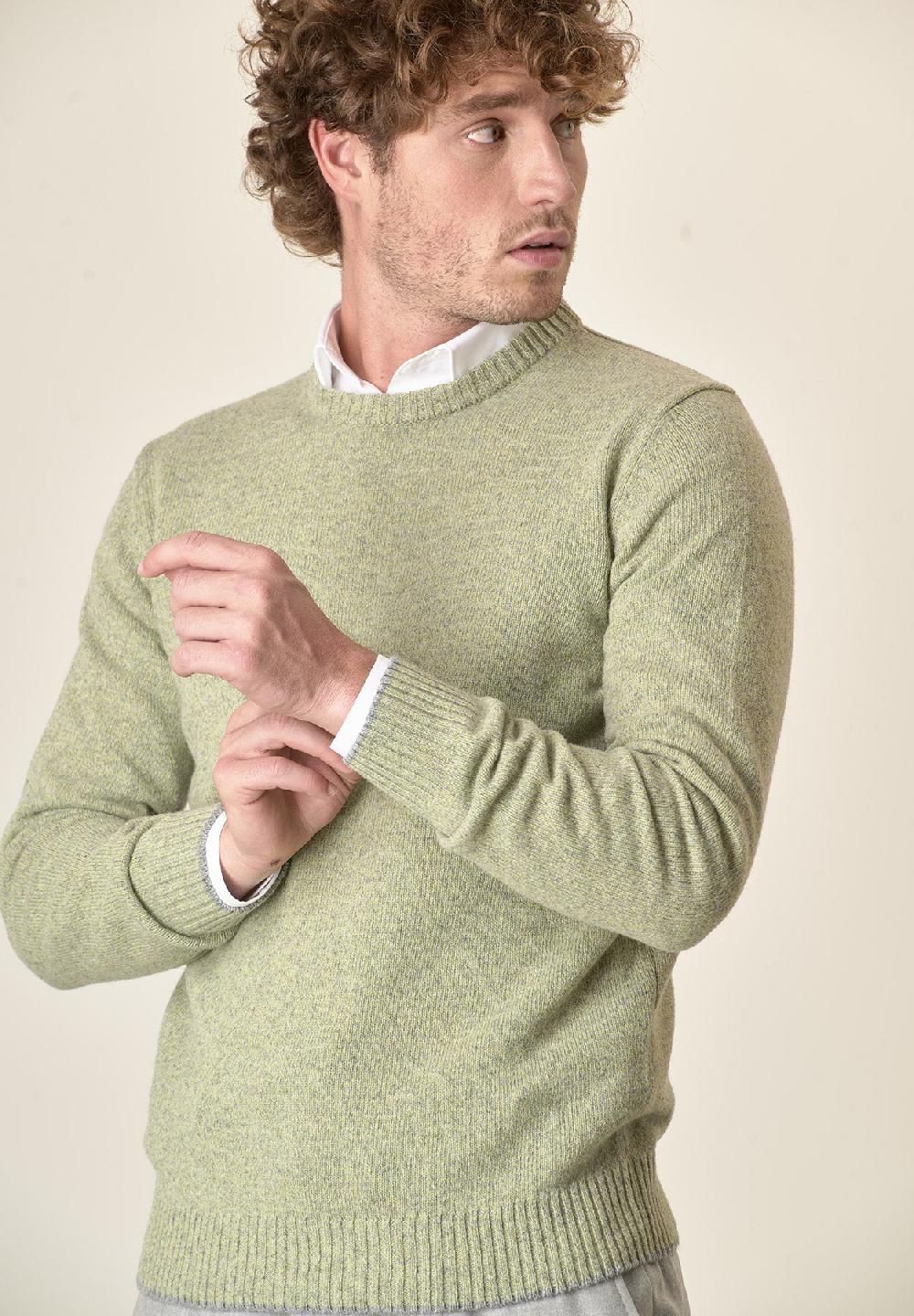 Angelico Girocollo Verde Moulinè Misto Lana