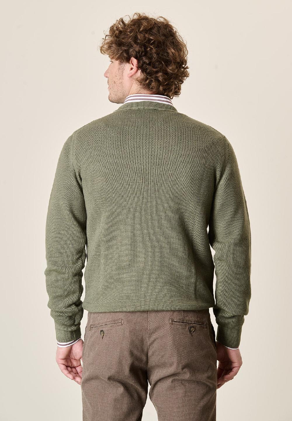 Angelico Girocollo Verde Nido D'ape Lana Merinos