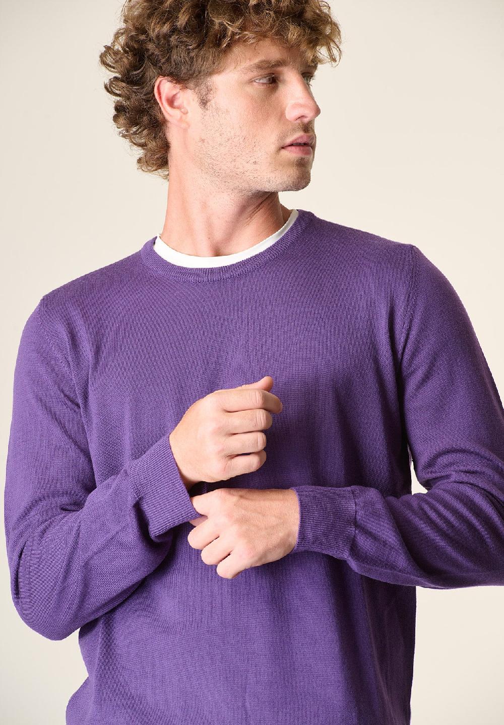 Angelico Girocollo Viola Lana Merinos Extrafine