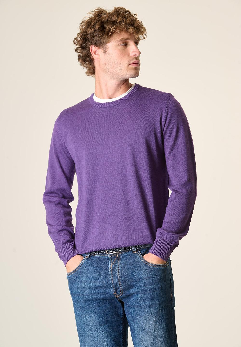 Angelico Girocollo viola lana merinos extrafine