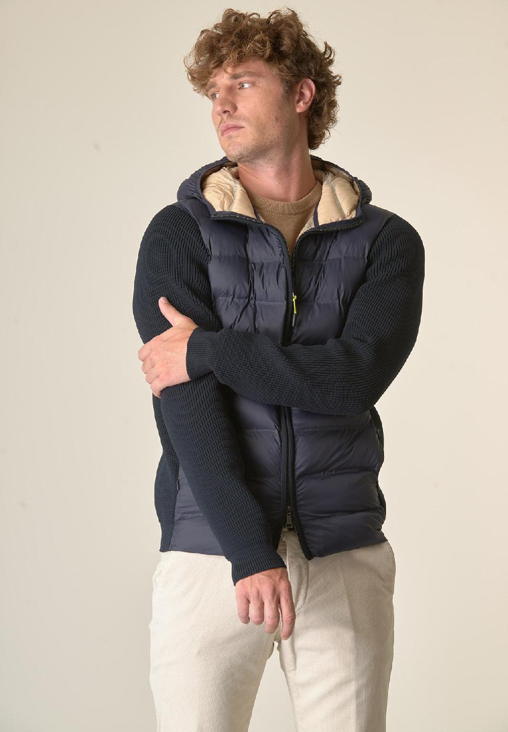 Angelico Giubbotto Blu Maniche Maglia