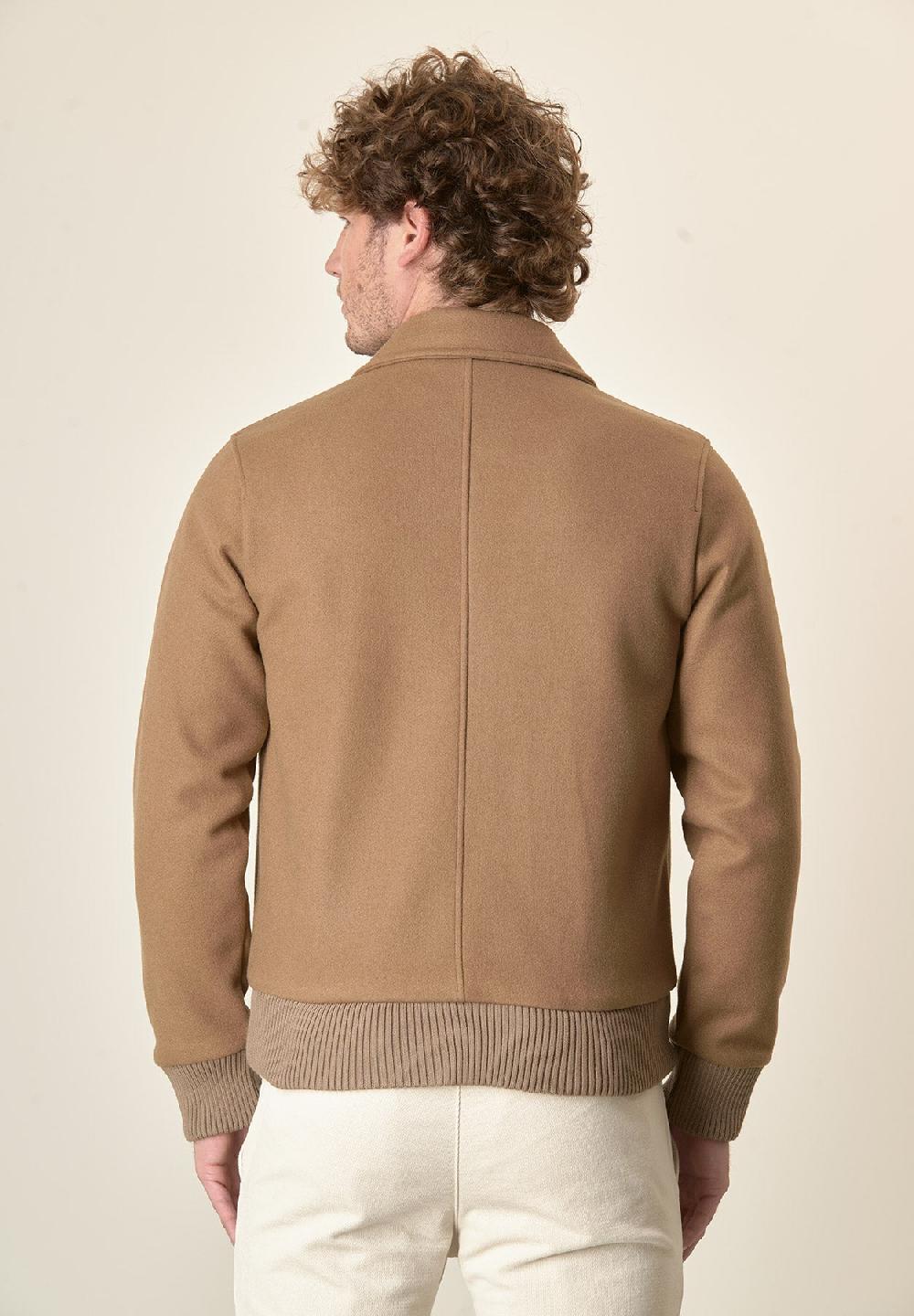 Angelico Giubbotto Bomber Cammello Tasche Toppa