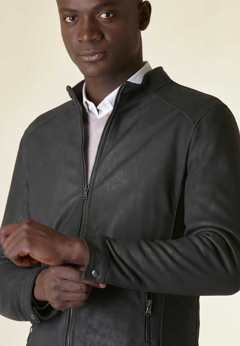 Angelico Giubbotto Nero Nappa Imbottito Coreano