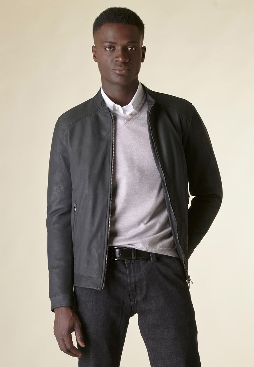 Angelico Giubbotto Nero Nappa Imbottito Coreano