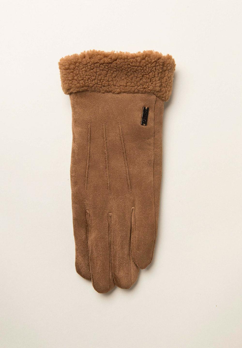 Angelico Guanti Cammello Scamosciati Pelliccia