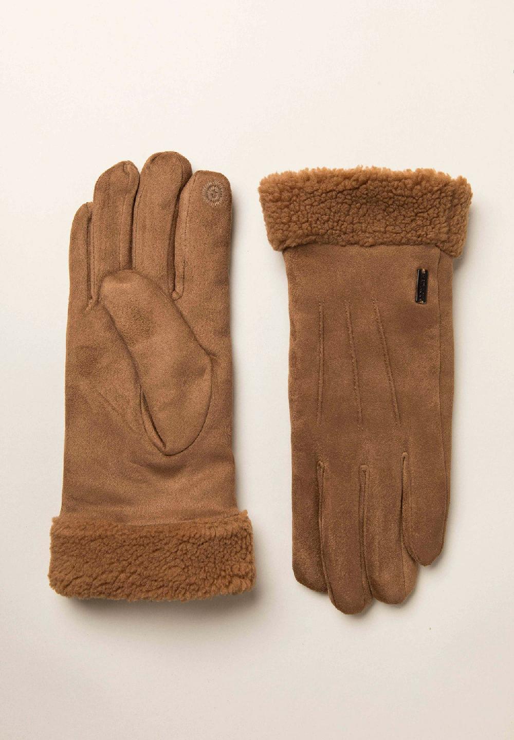 Angelico Guanti Cammello Scamosciati Pelliccia