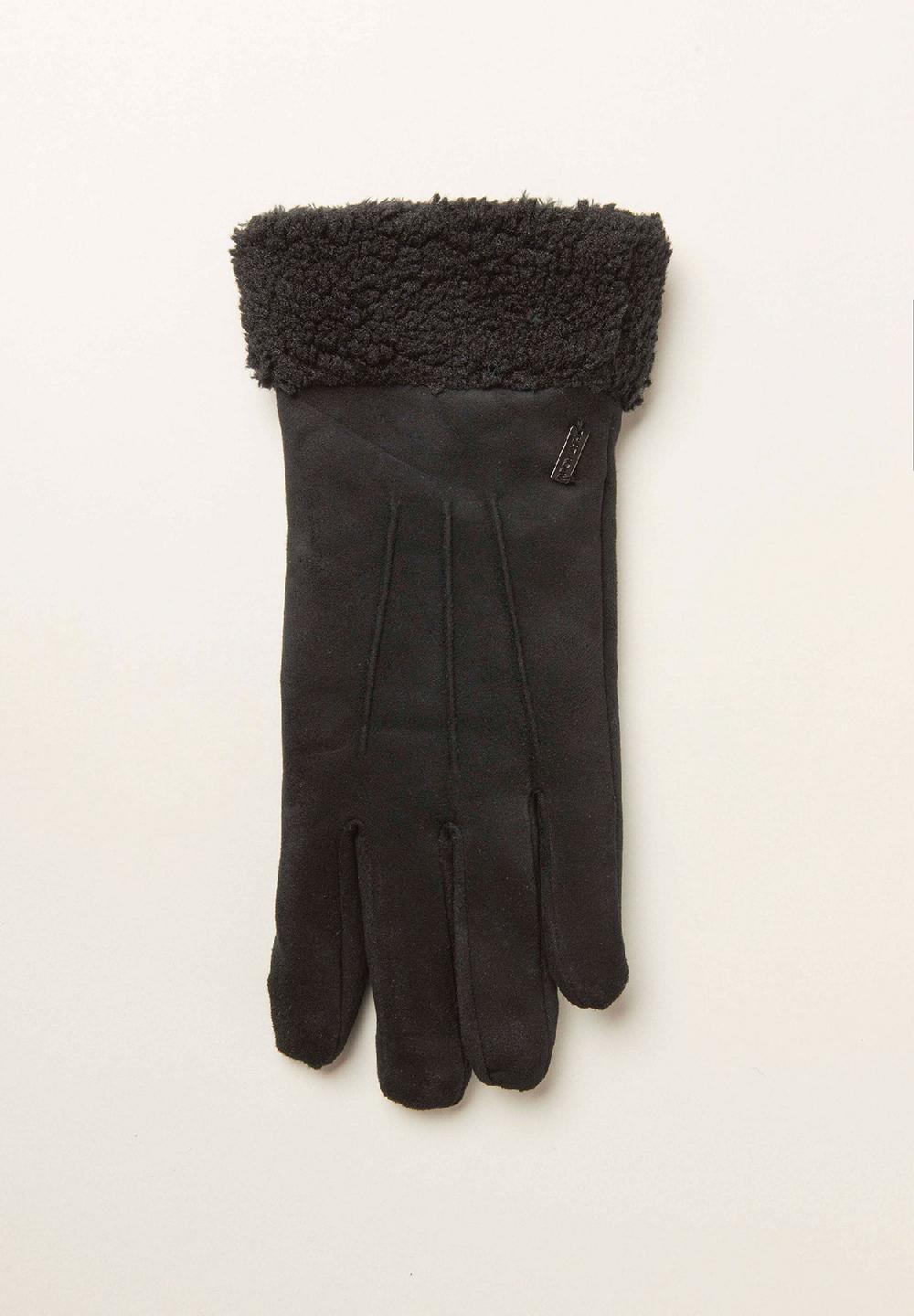 Angelico Guanti Neri Scamosciati Pelliccia
