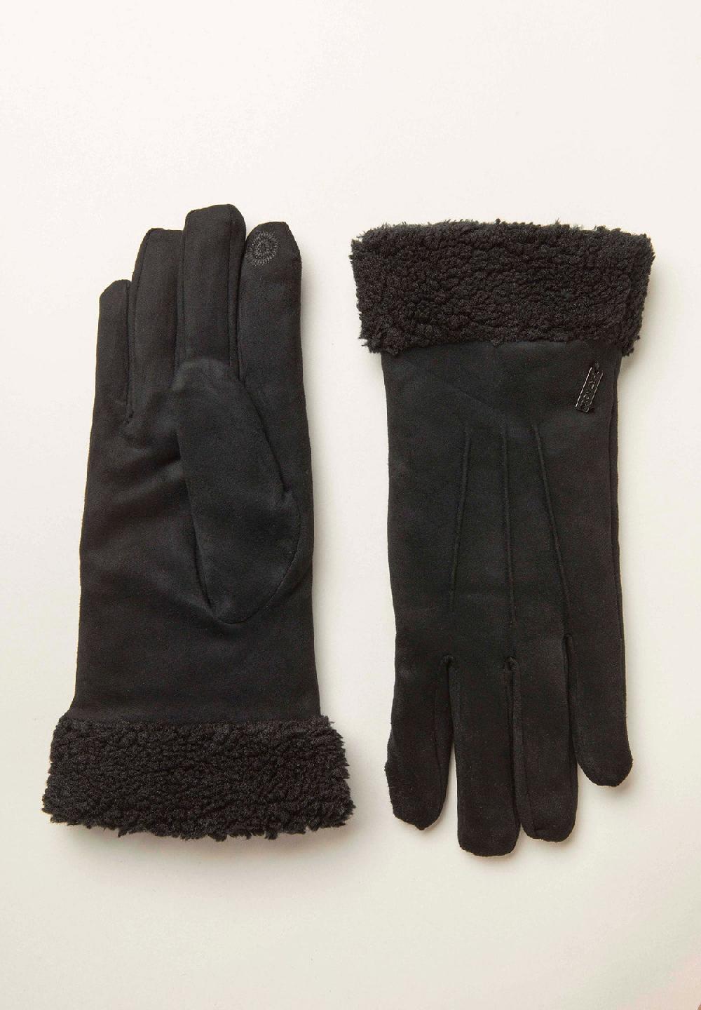 Angelico Guanti Neri Scamosciati Pelliccia