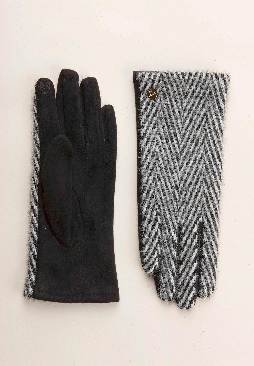 Angelico Guanto Nero Panna Spigato