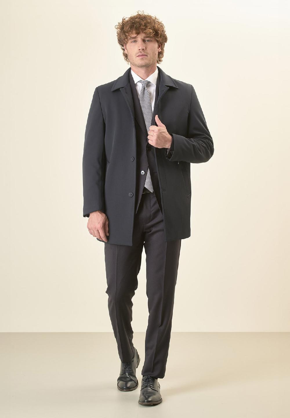 Angelico Impermeabile blu con bottoni