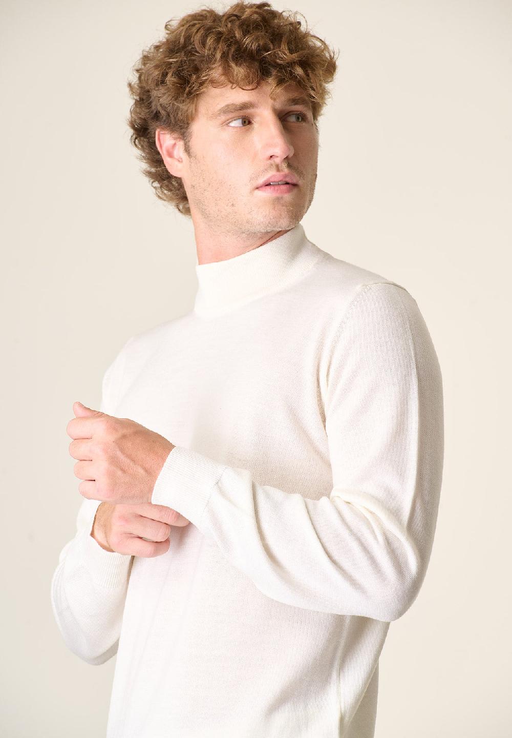 Angelico Lupetto Bianco Lana Merinos Extrafine