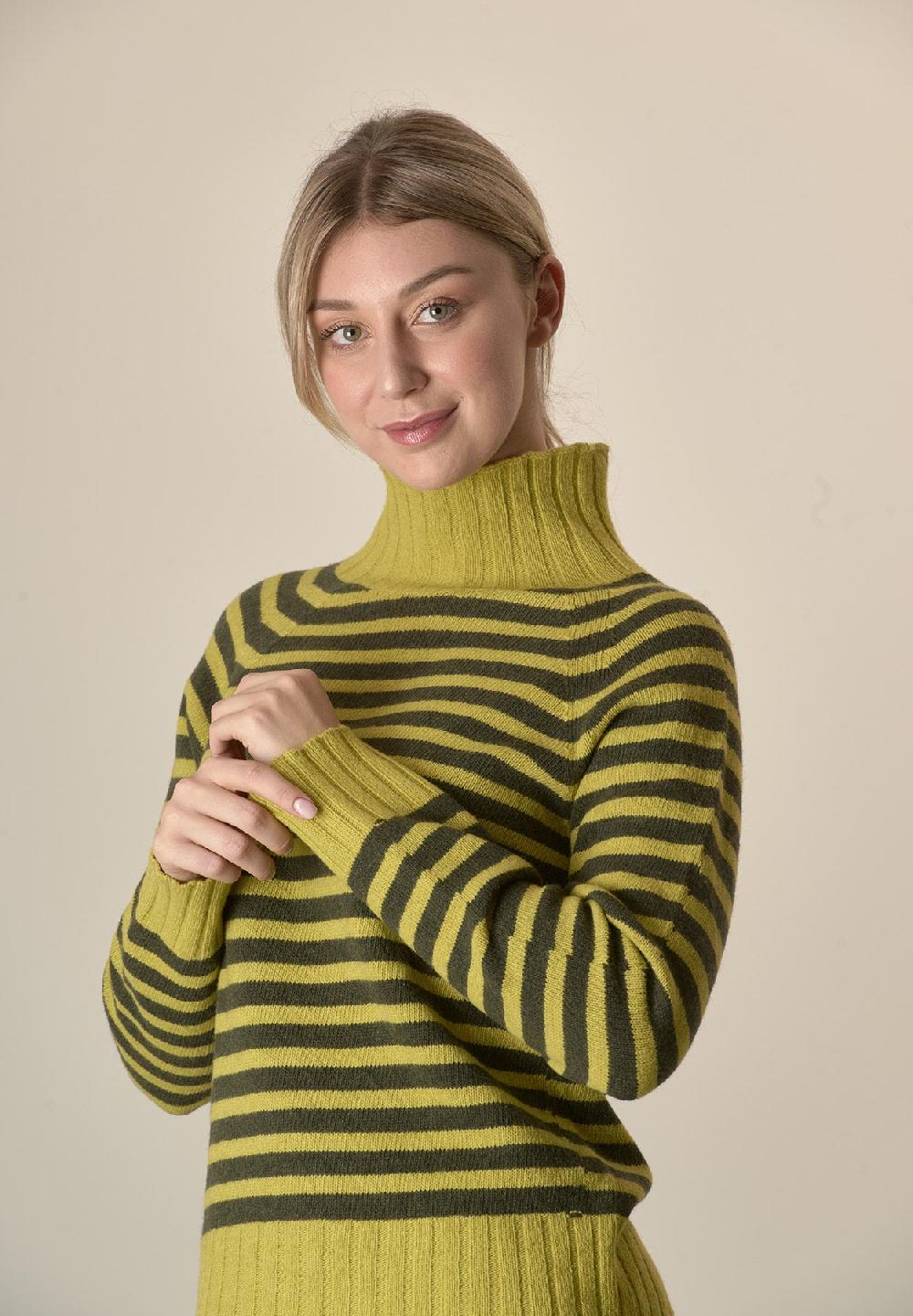 Angelico Lupetto Gialla Righe Misto Cashmere