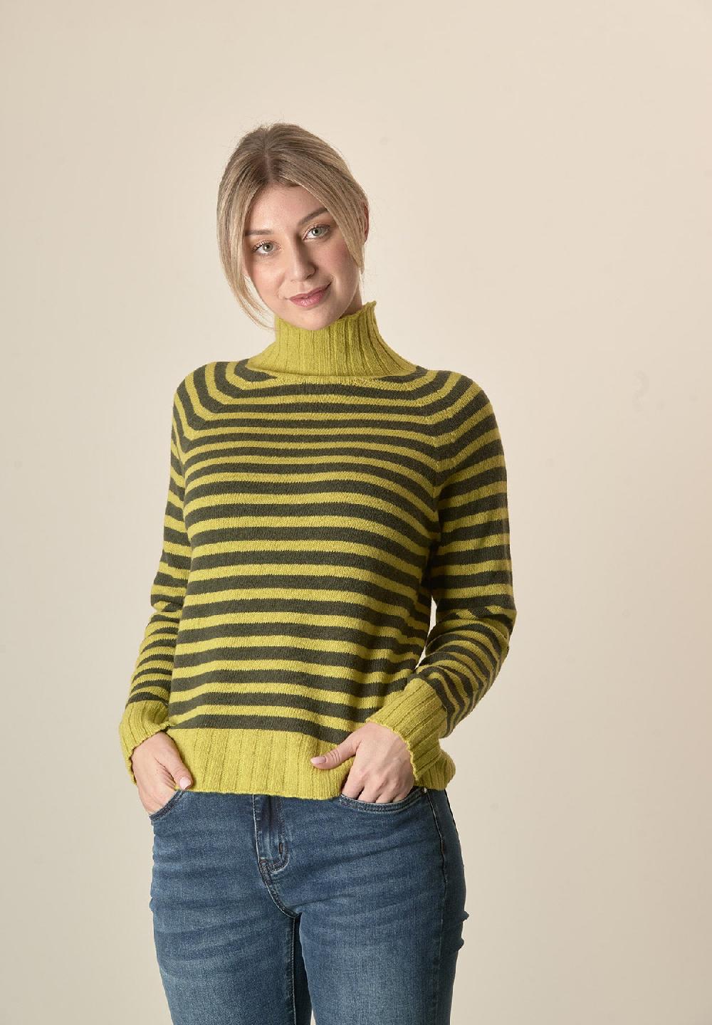 Angelico Lupetto gialla righe misto cashmere