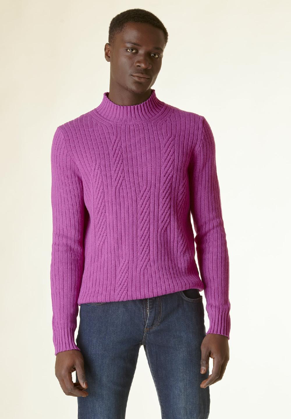 Angelico Lupetto malva coste e intreccio