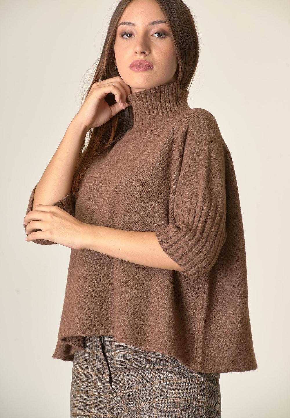 Angelico Lupetto Marrone Soft Manica 3/4