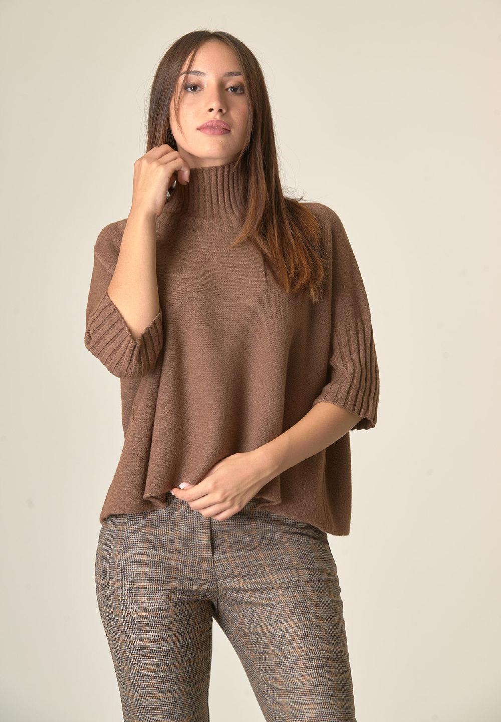 Angelico Lupetto marrone soft manica 3/4