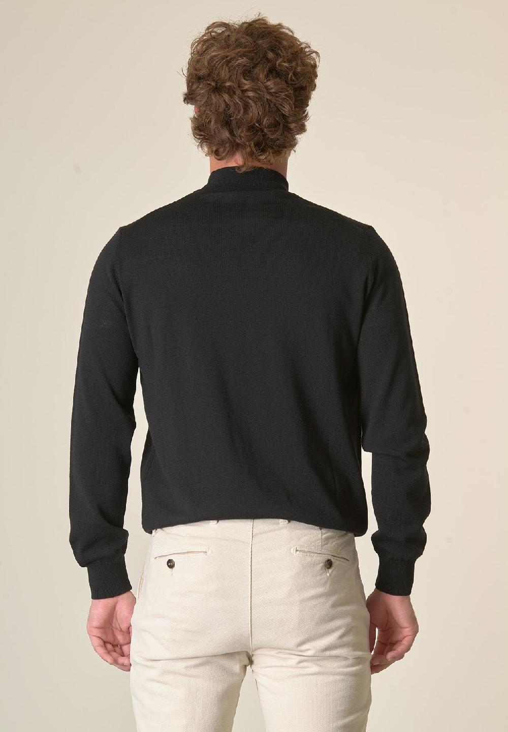 Angelico Lupetto Nero Lana Merinos Extrafine