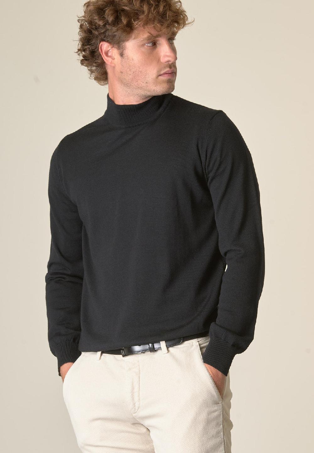 Angelico Lupetto nero lana merinos extrafine