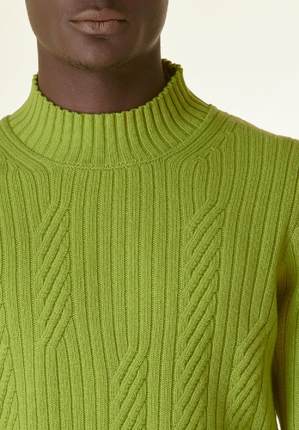 Angelico Lupetto Verde Acido Coste E Intreccio