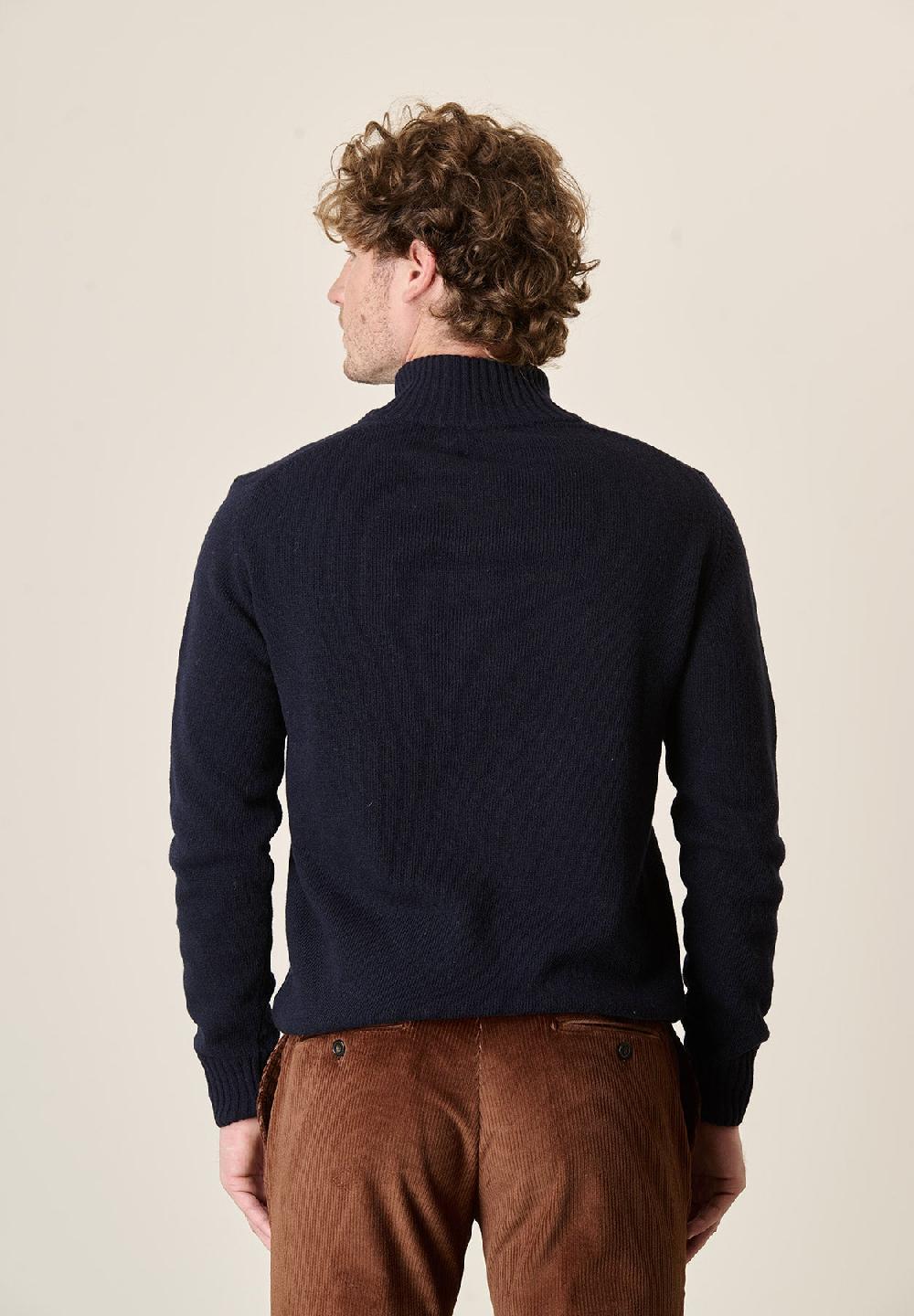 Angelico Lupetto Zip Blu Navy Misto Lana