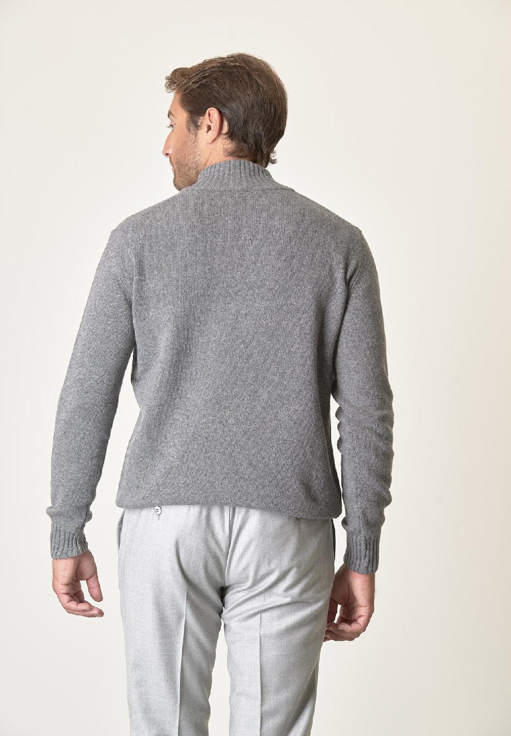 Angelico Lupetto Zip Grigio Chiaro Misto Lana