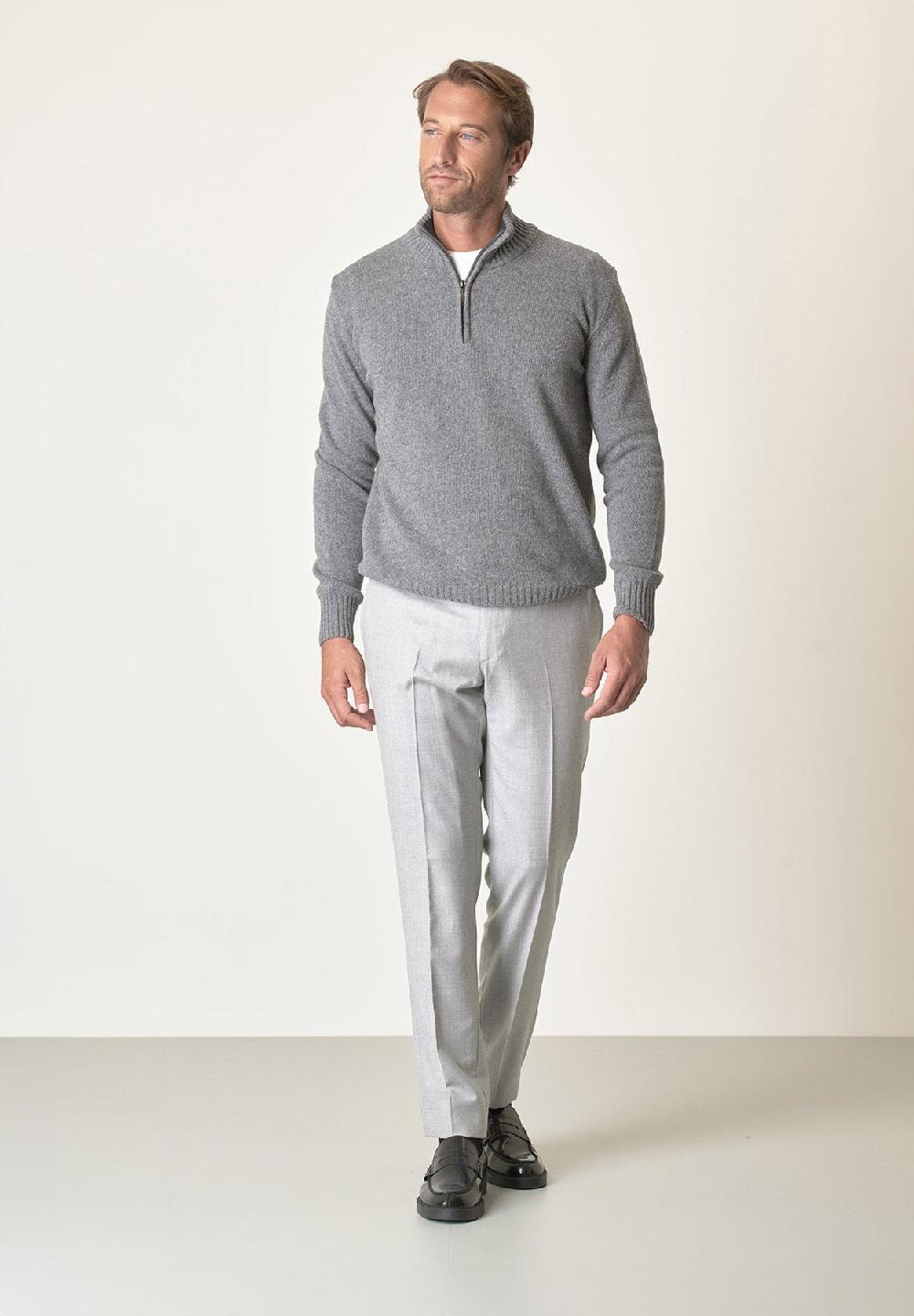 Angelico Lupetto zip grigio chiaro misto lana