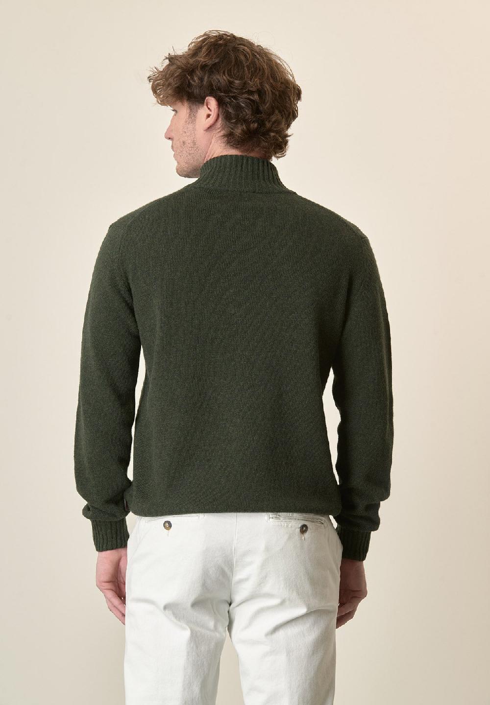 Angelico Lupetto Zip Verde Misto Lana