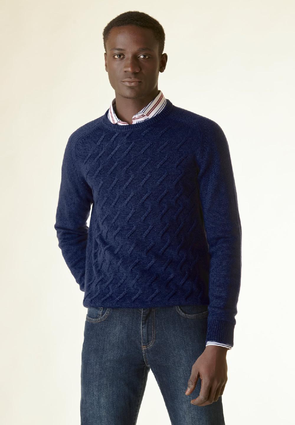 Angelico Maglia bluette finte losanghe raglan