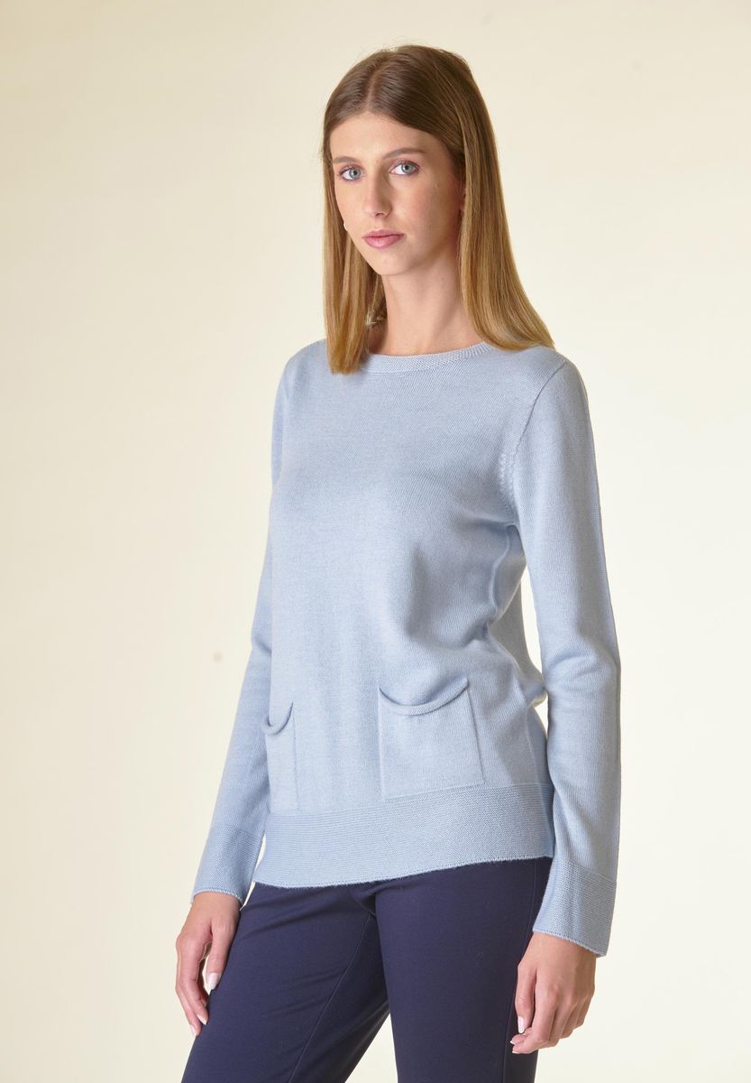 Angelico Maglia celeste taschini inseriti