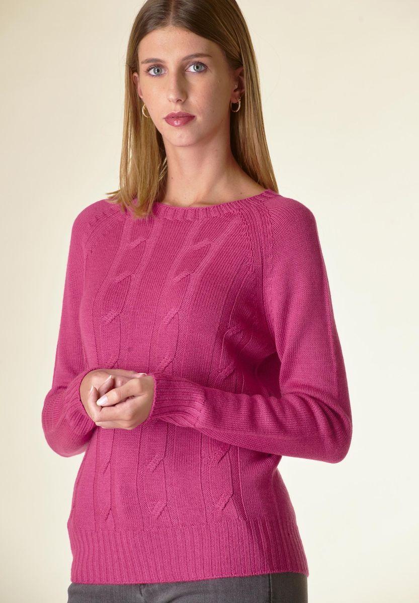 Angelico Maglia Fucsia A Trecce Raglan