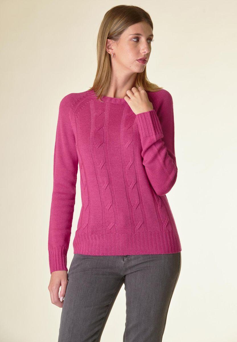 Angelico Maglia Fucsia A Trecce Raglan