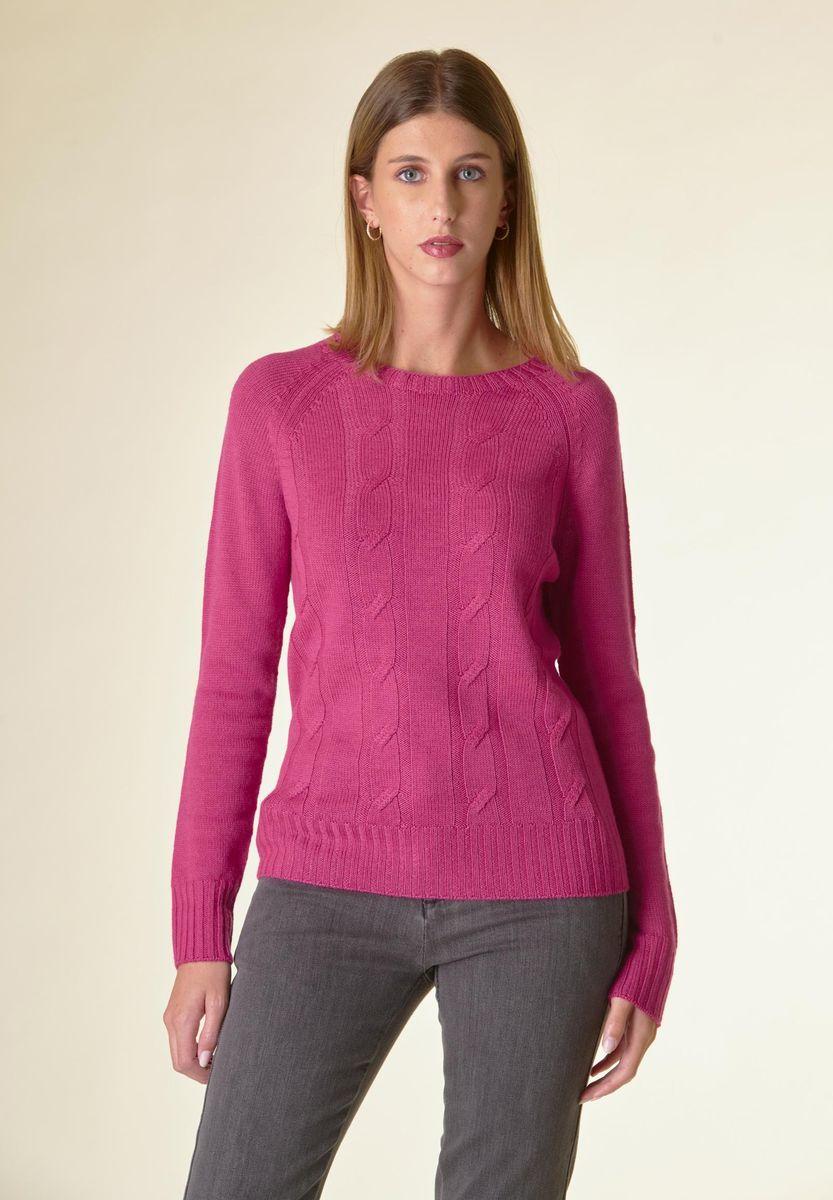 Angelico Maglia fucsia a trecce raglan
