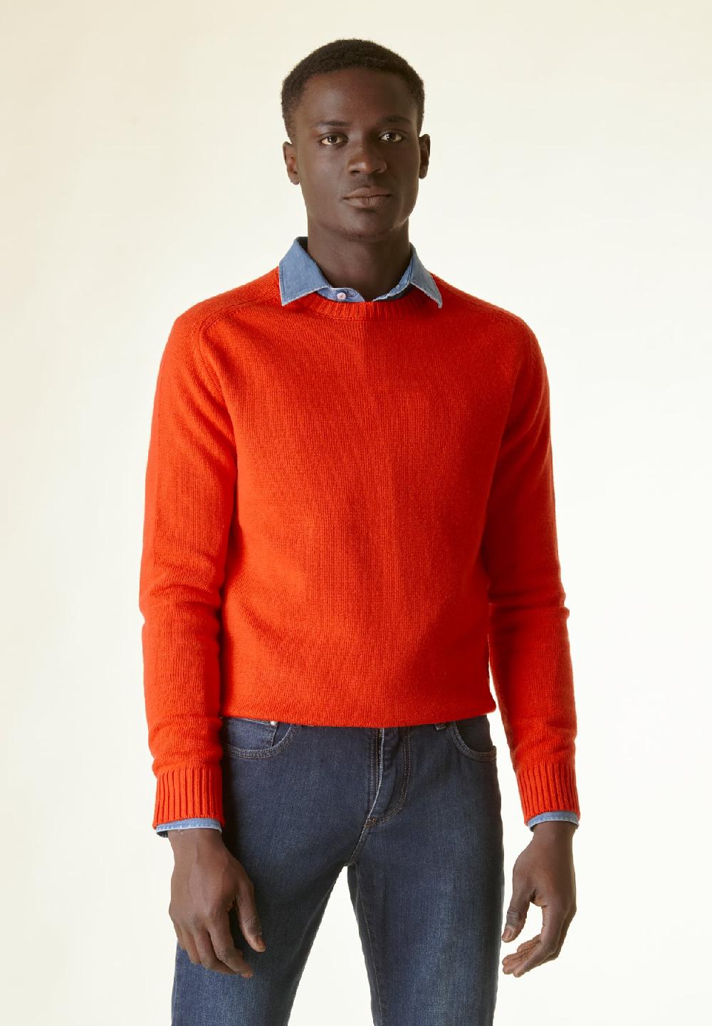 Angelico Maglia mandarino raglan bordi alti