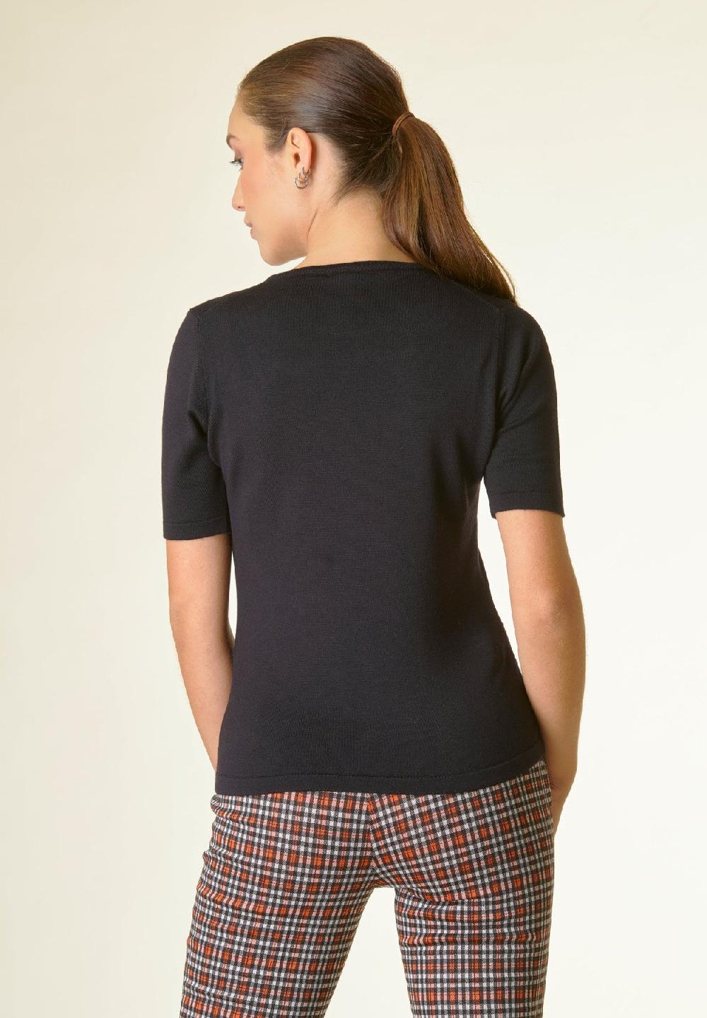 Angelico Maglia Nera Mezza Manica Merinos