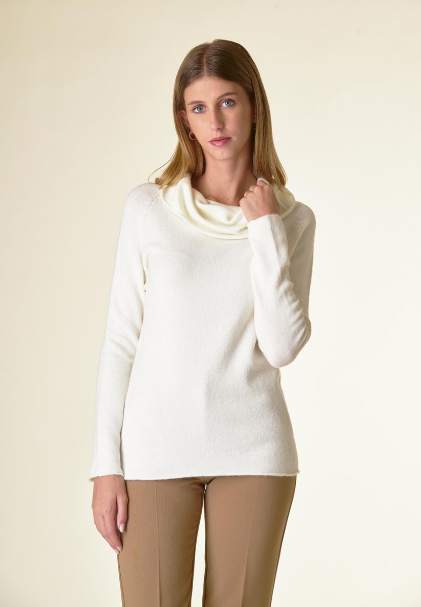 Angelico Maglia panna collo anello viscosa soft