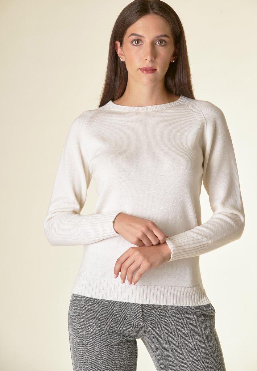 Angelico Maglia Panna Girocollo Raglan Lana-Gatto