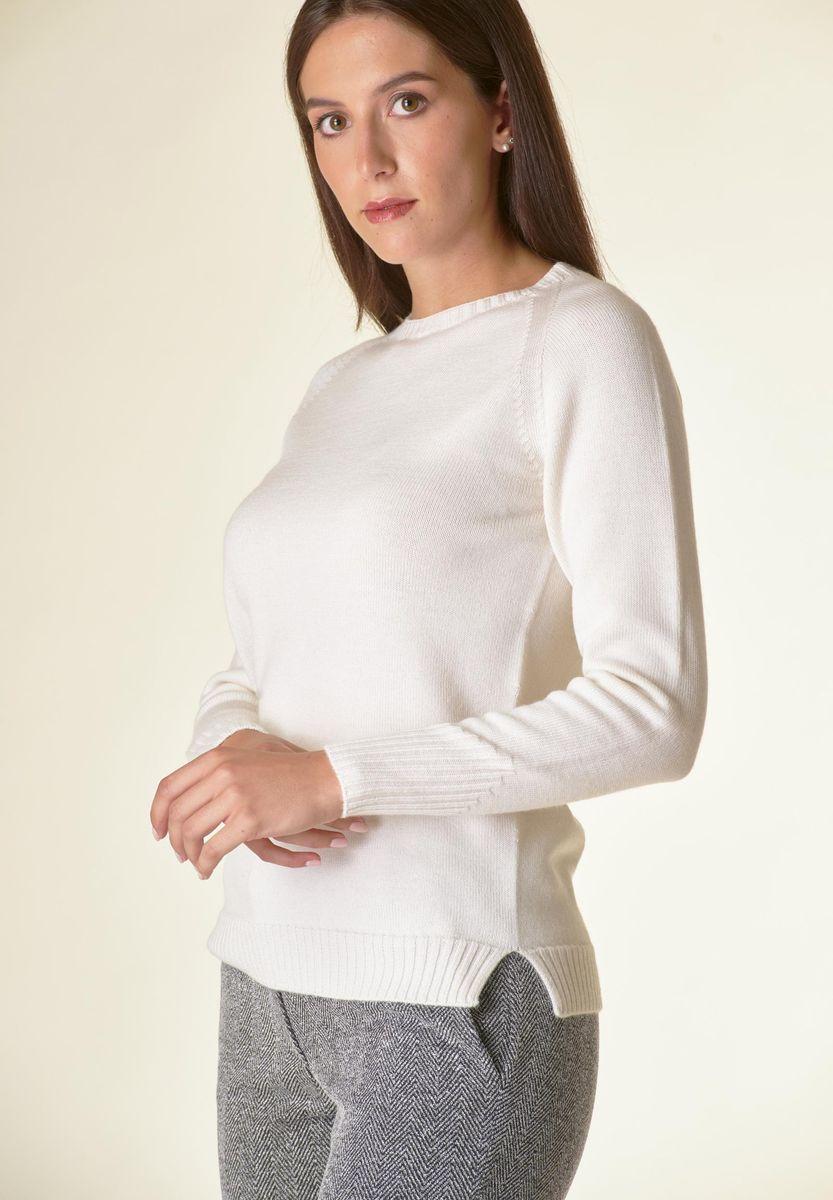Angelico Maglia Panna Girocollo Raglan Lana-Gatto