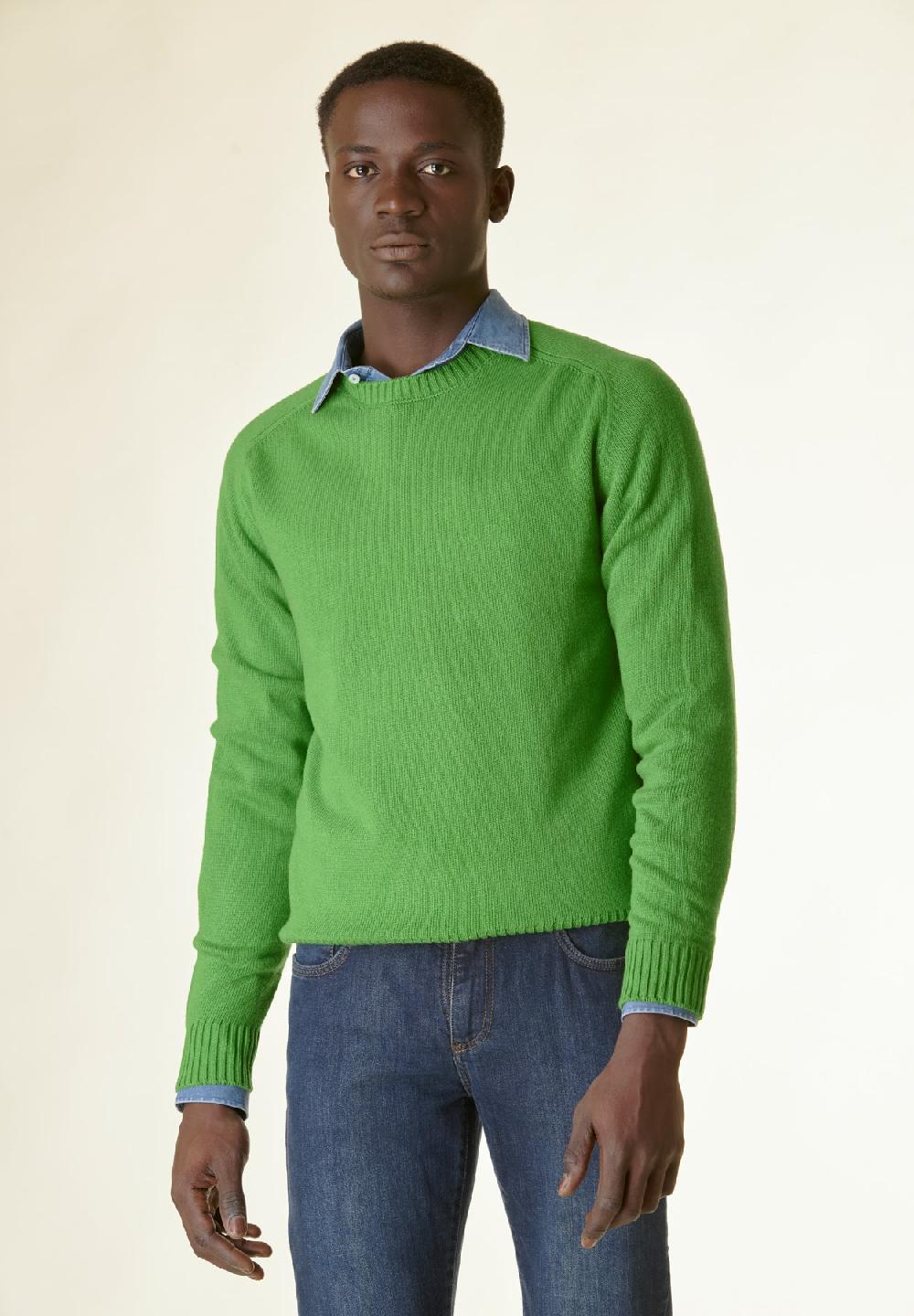 Angelico Maglia verde raglan bordi alti