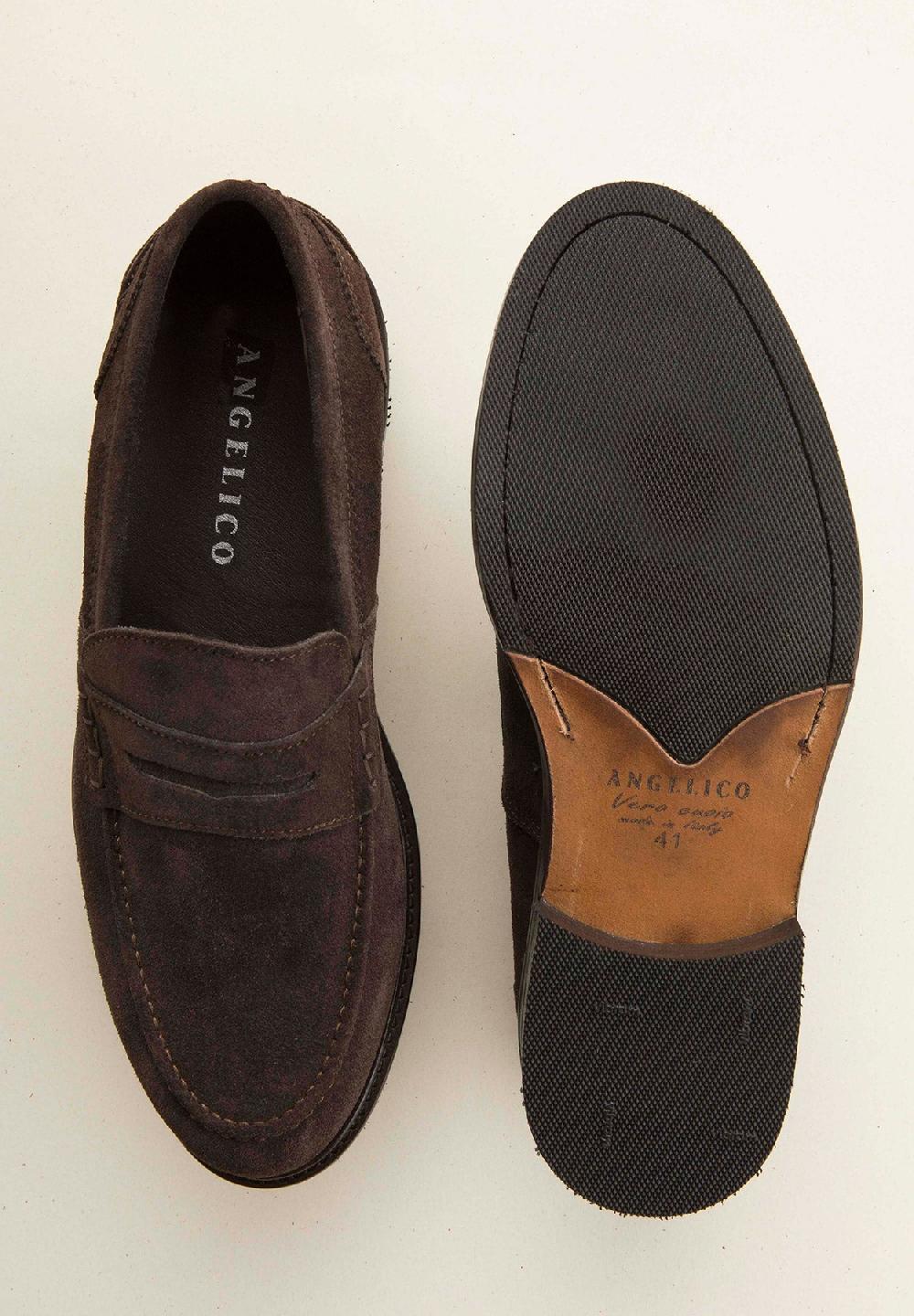 Angelico Mocassino Moro Scamosciato Pelle