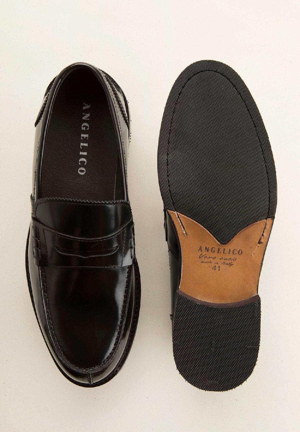 Angelico Mocassino Nero Pelle Abrasivata