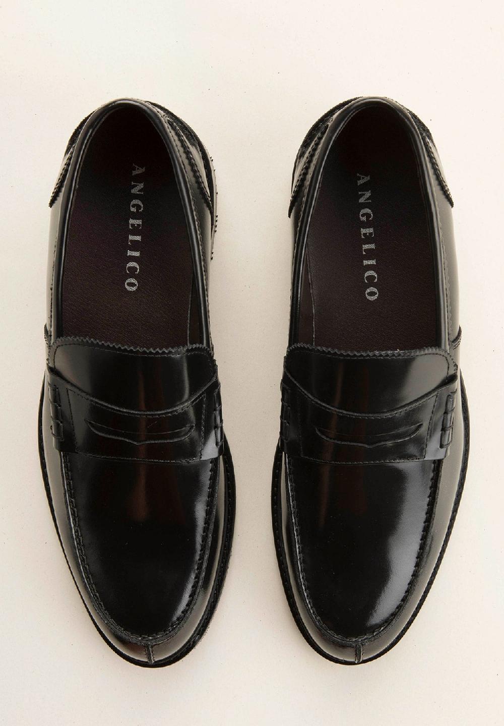 Angelico Mocassino nero pelle abrasivata