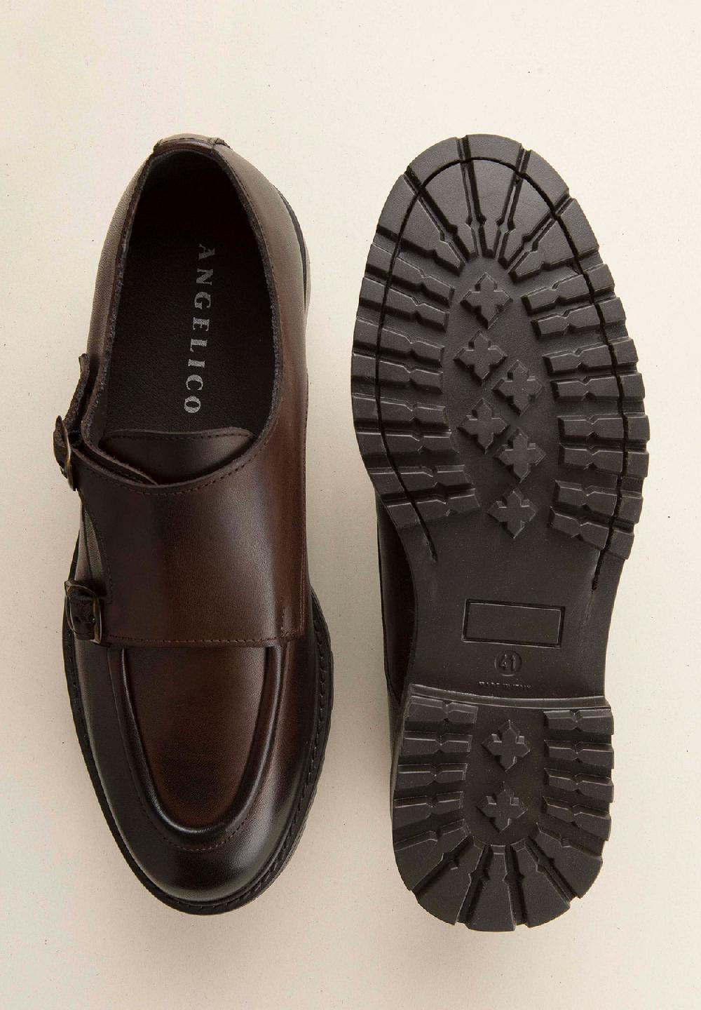 Angelico Monk Doppia Fibbia Moro Pelle