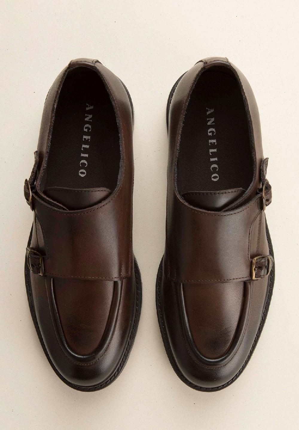 Angelico Monk doppia fibbia moro pelle