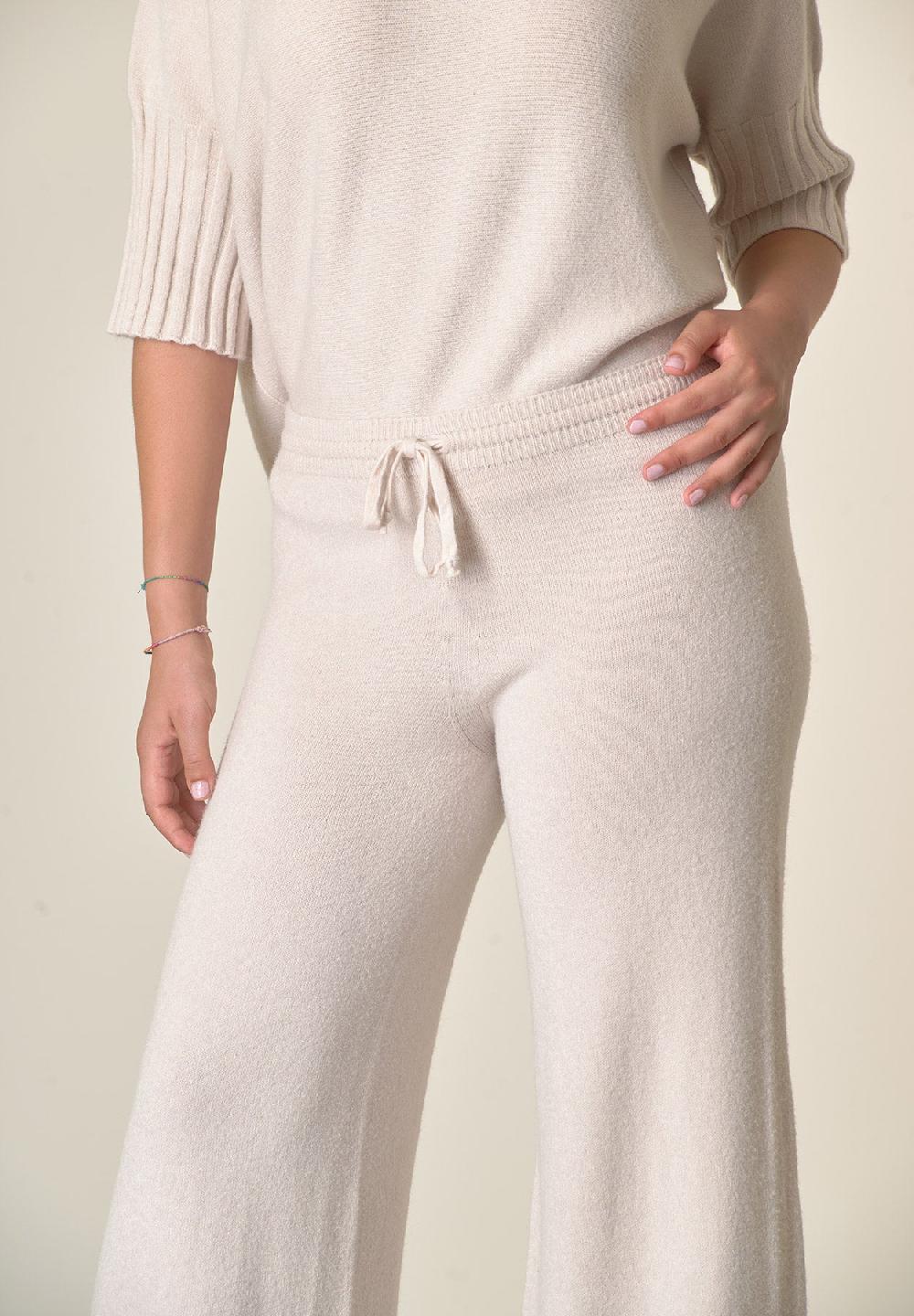 Angelico Pantalone Avorio In Maglia Con Coulisse